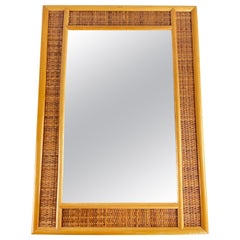 Vintage Mid-Century Rattan And Bamboo Mirror 1960s Italian Design