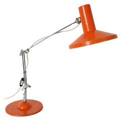 Mid-Century Orange emaillierte Architekt Arbeitsleuchte mit Chrom Stem