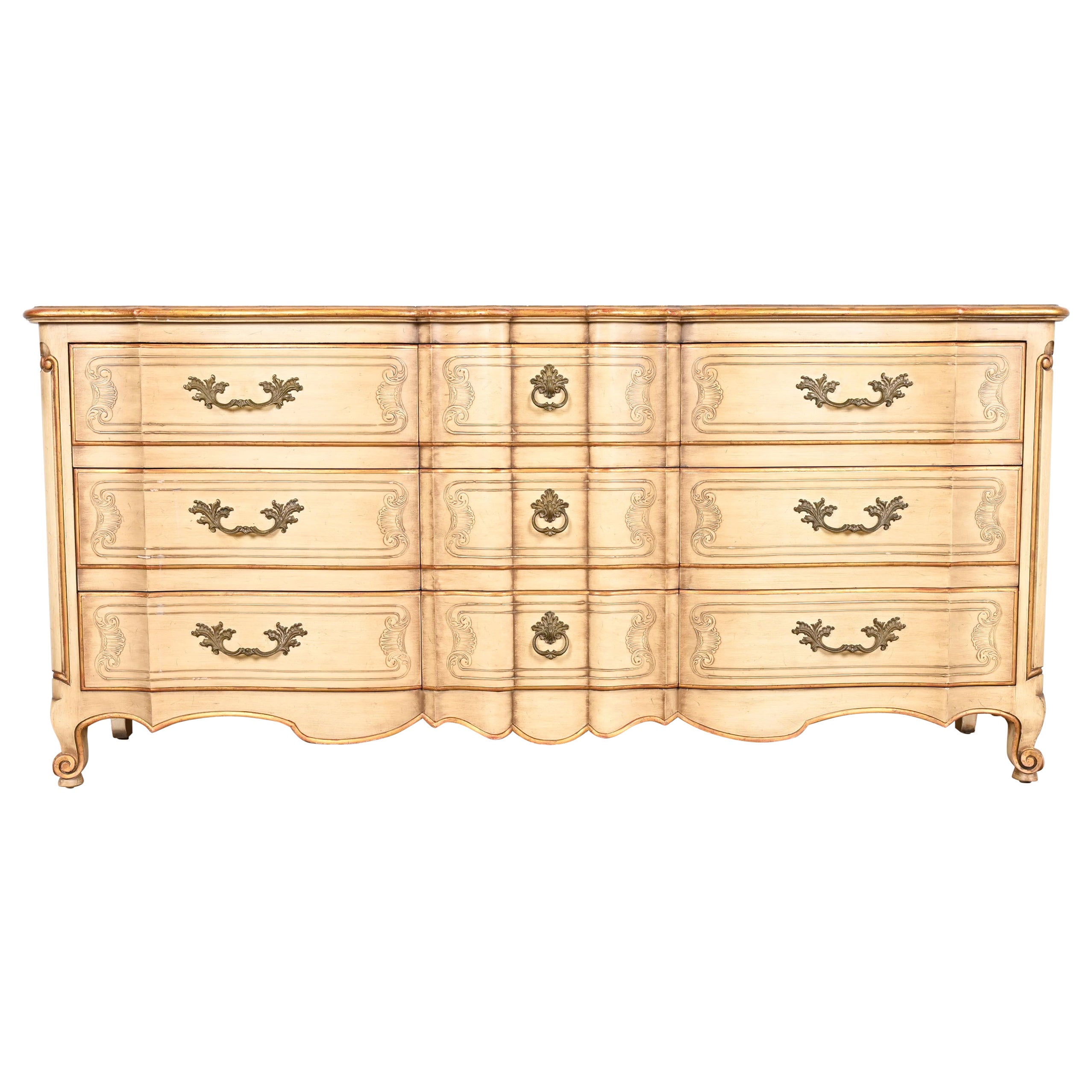 John Widdicomb French Provincial Louis XV Triple Dresser or Credenza, 1950s For Sale