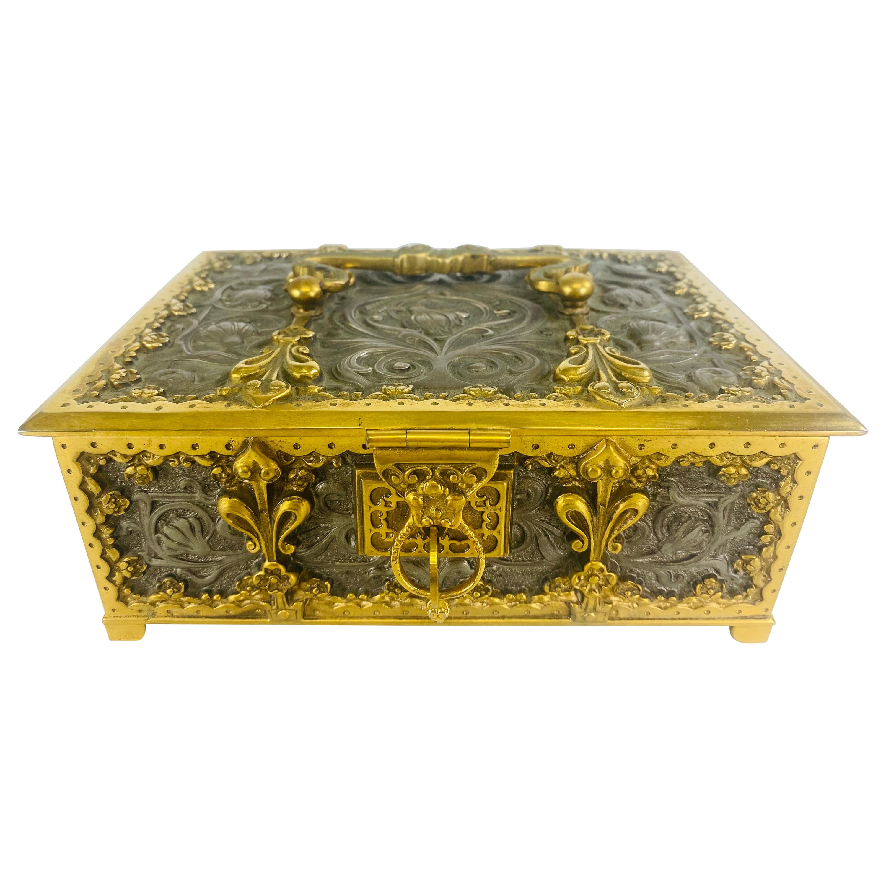 Mid 20th century German art Nevo style polished steel and brass trinket box