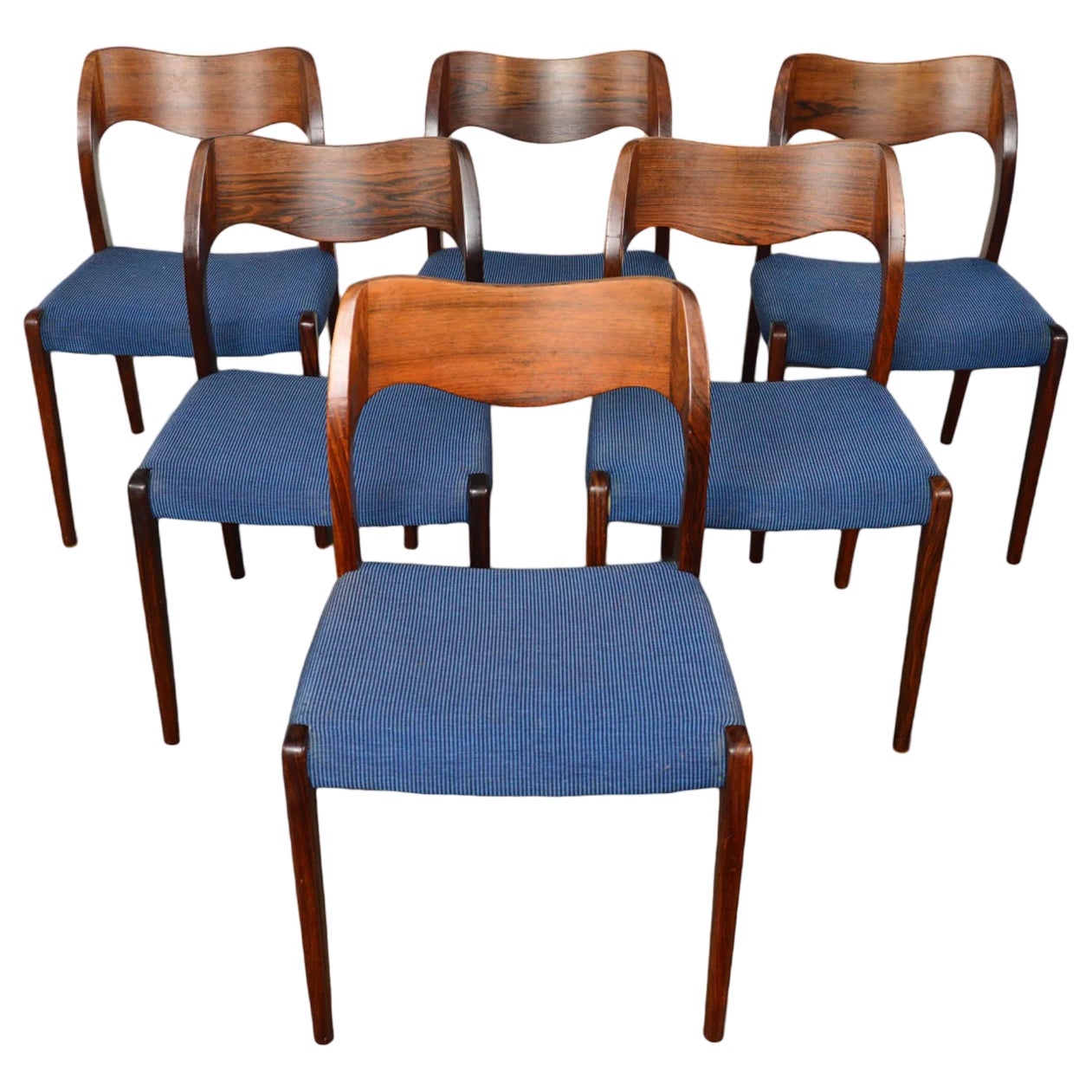 Ensemble de six chaises de salle à manger J.l. Møller Model 71 en palissandre brésilien #2 en vente