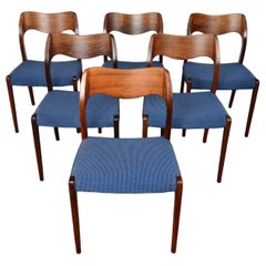 Ensemble de six chaises de salle à manger J.l. Møller Model 71 en palissandre brésilien #2
