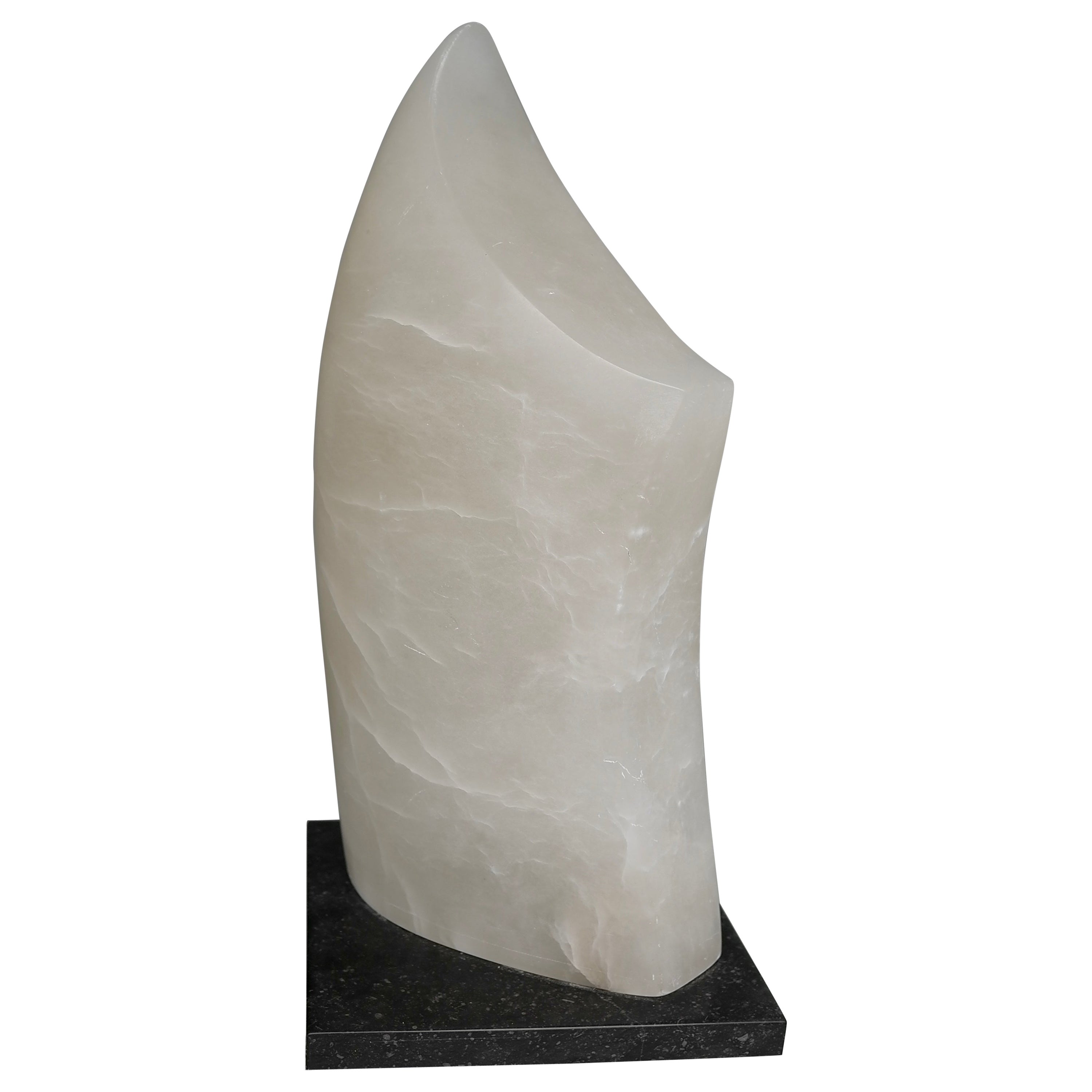 Modernist Abstract White Alabaster Sculpture, The Netherlands circa 1970