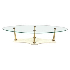 Used Mid Century Neoclassical Marble and Glass Coffee Table