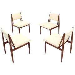 Set of Four Danish Mid-Century Modern Dining Chairs with New Seats