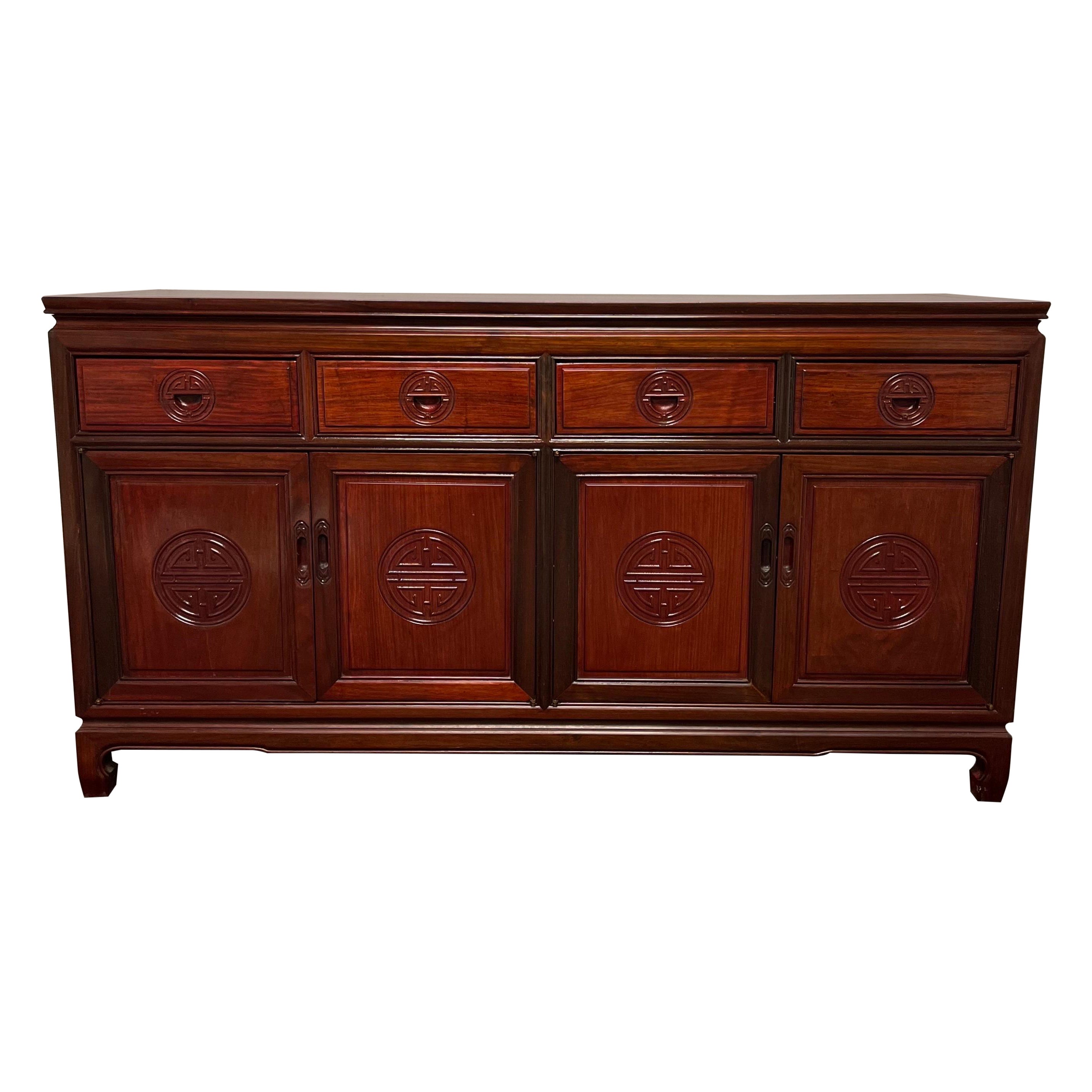 1960s George Zee Rosewood Chinoiserie Buffet Credenza For Sale