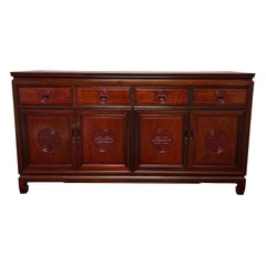 1960s George Zee Rosewood Chinoiserie Buffet Credenza