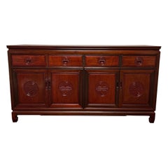 Crédence chinoiseries George Zee des années 1960 en bois de rose