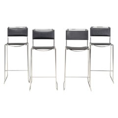 Giandomenico Belotti for Alias Black Leather Stools, Set of 4