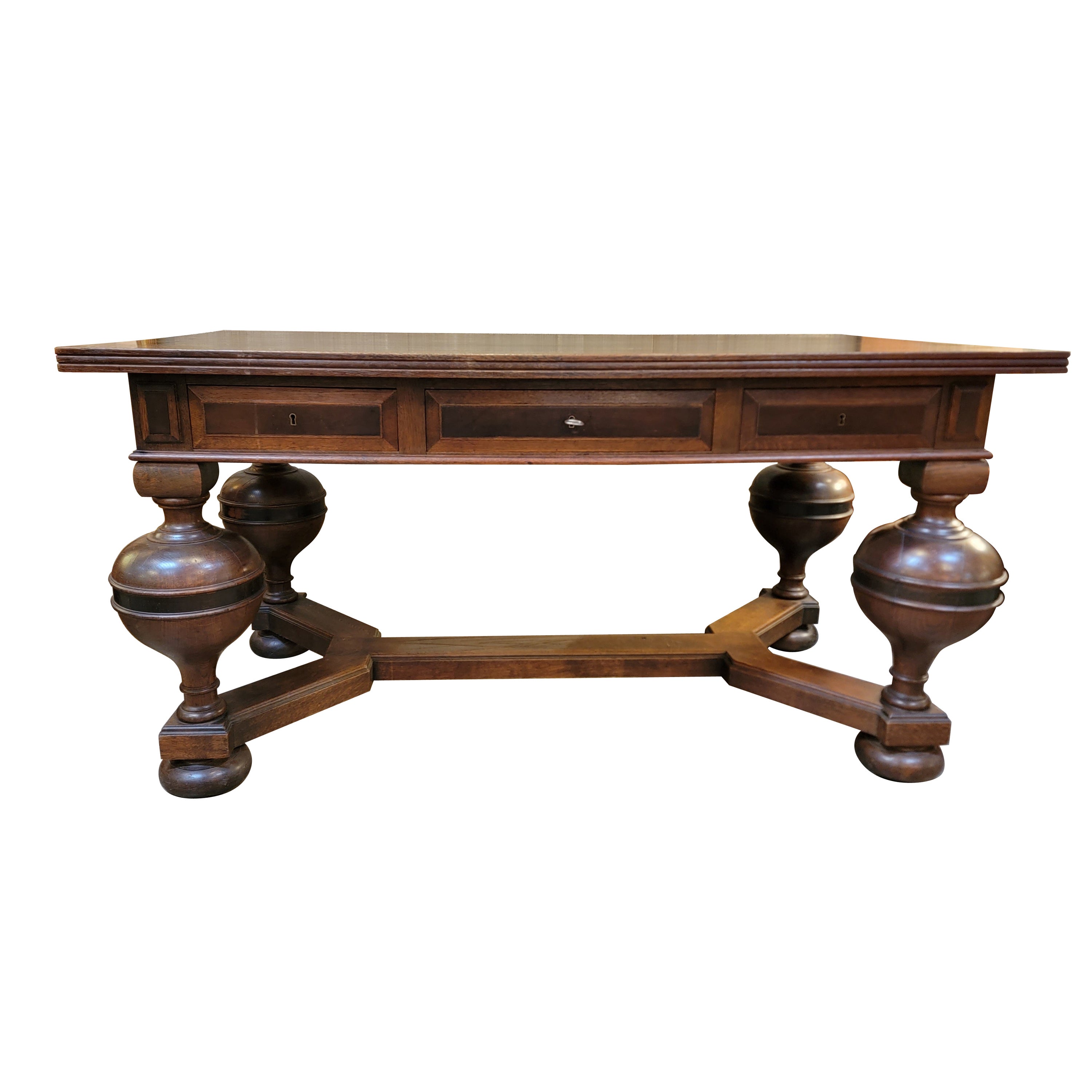 Jacobean Oak Desk / Library Table Early 20th Century For Sale