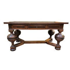 Used Jacobean Oak Desk / Library Table Early 20th Century