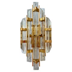 Retro Venini Wall Lighting Glass with Gilt Gold Structure, Italy, 1980