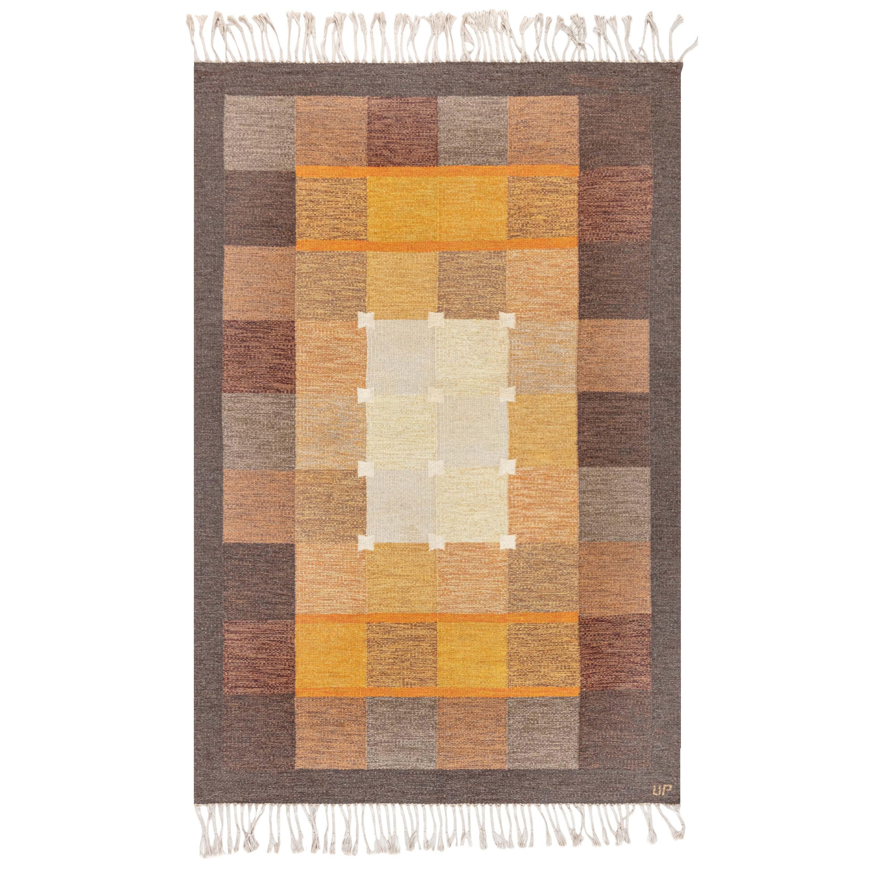 Vintage Swedish Flat Weave Rug by Ulla Parkdal