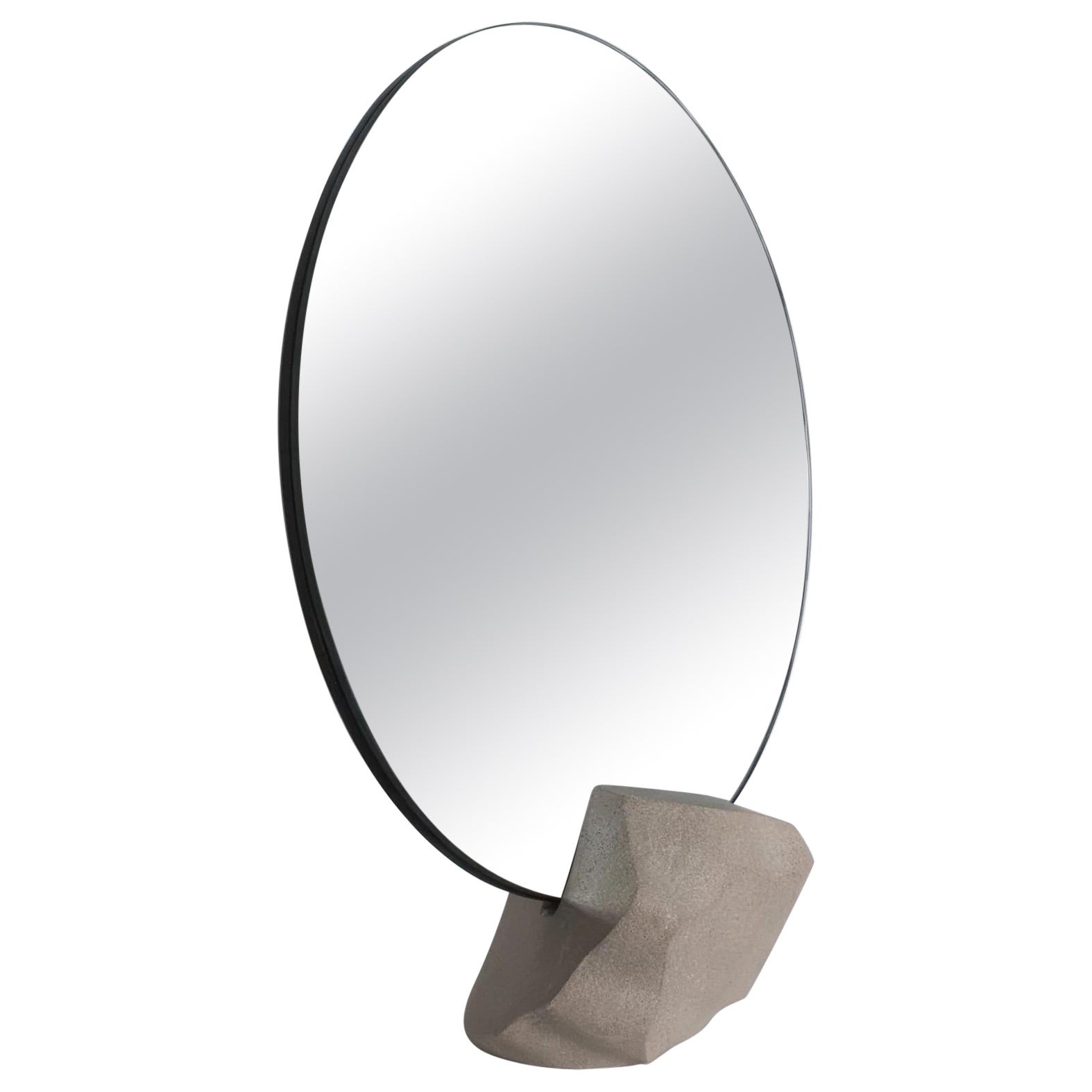 Sculpted Limestone Mirror by Mike Newins For Sale