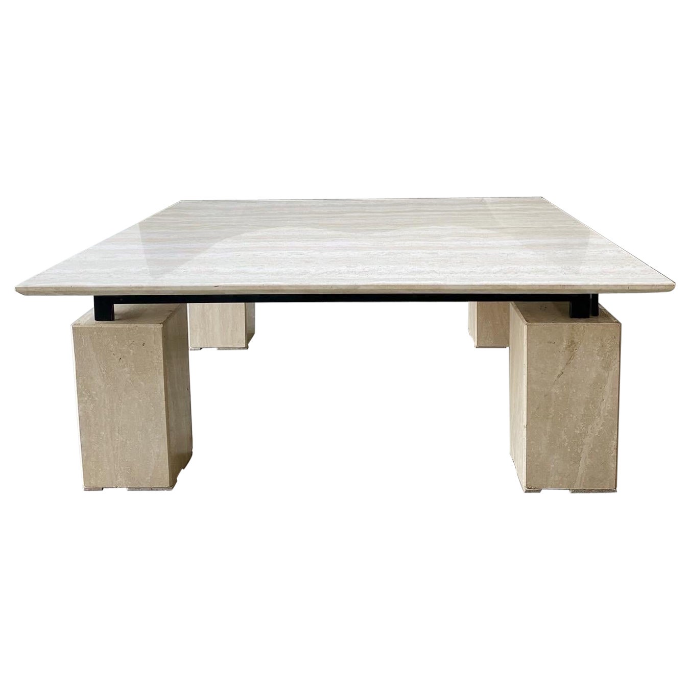 Vintage Travertine Coffee Table For Sale