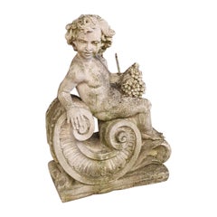 Antica statua romana in pietra da giardino Grande scultura di Bacco a grandezza naturale