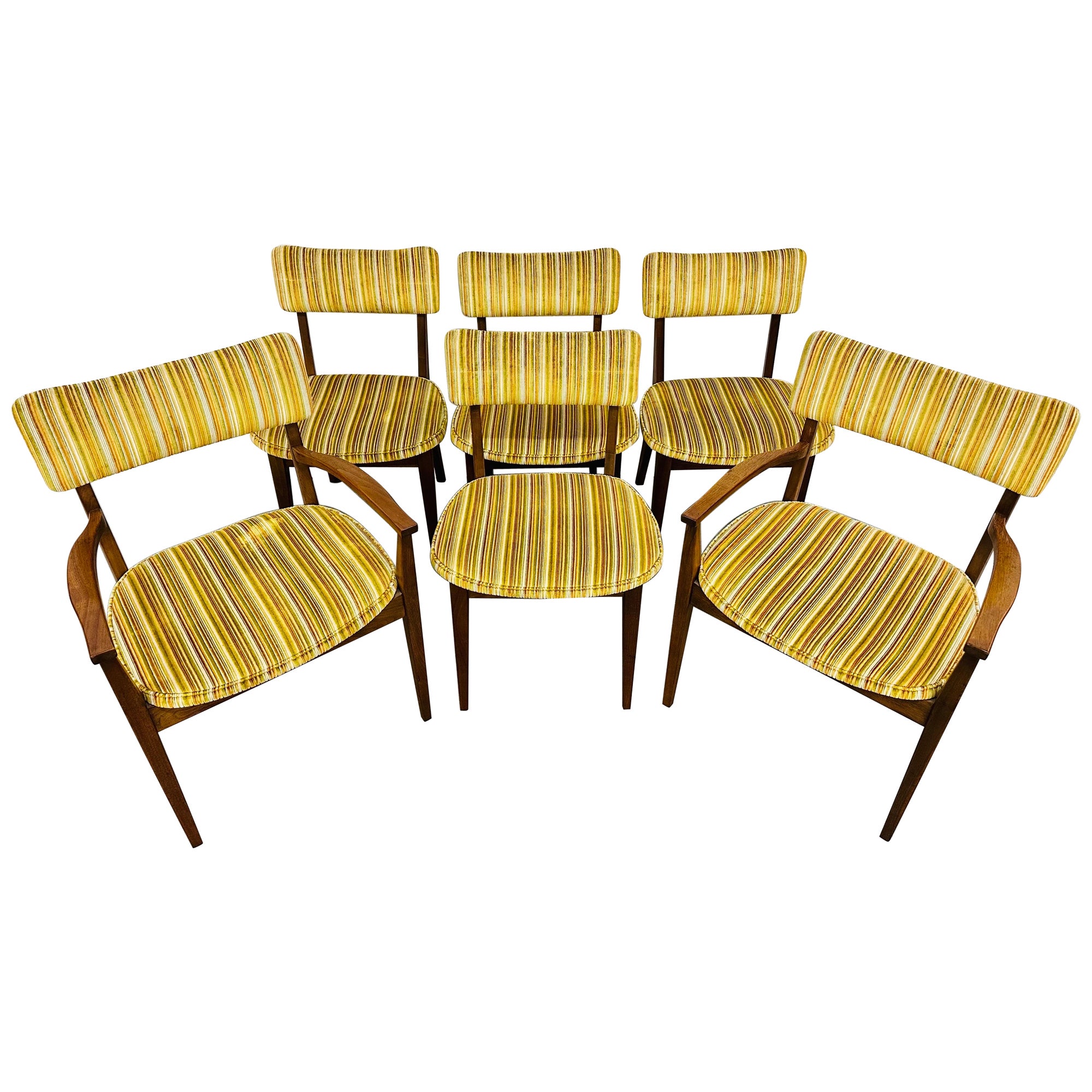 Mid-Century Modern John Stuart Walnut Dining Chairs - Set of 6 For Sale