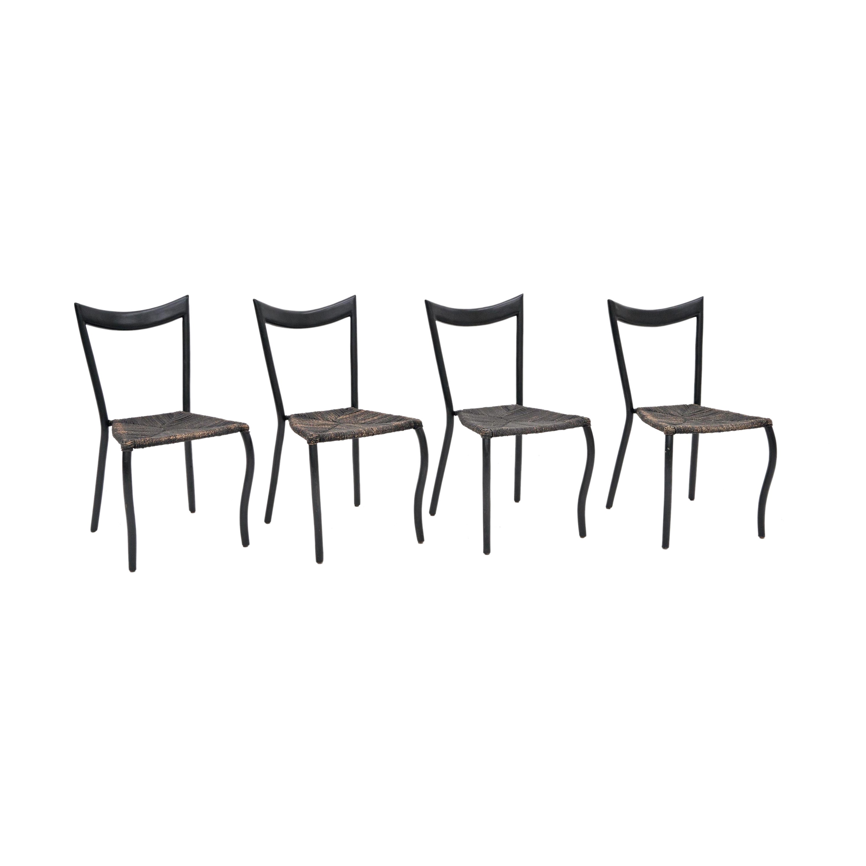 Black Manila Dining Chairs by Val Padilla for Conran, c.1980 For Sale