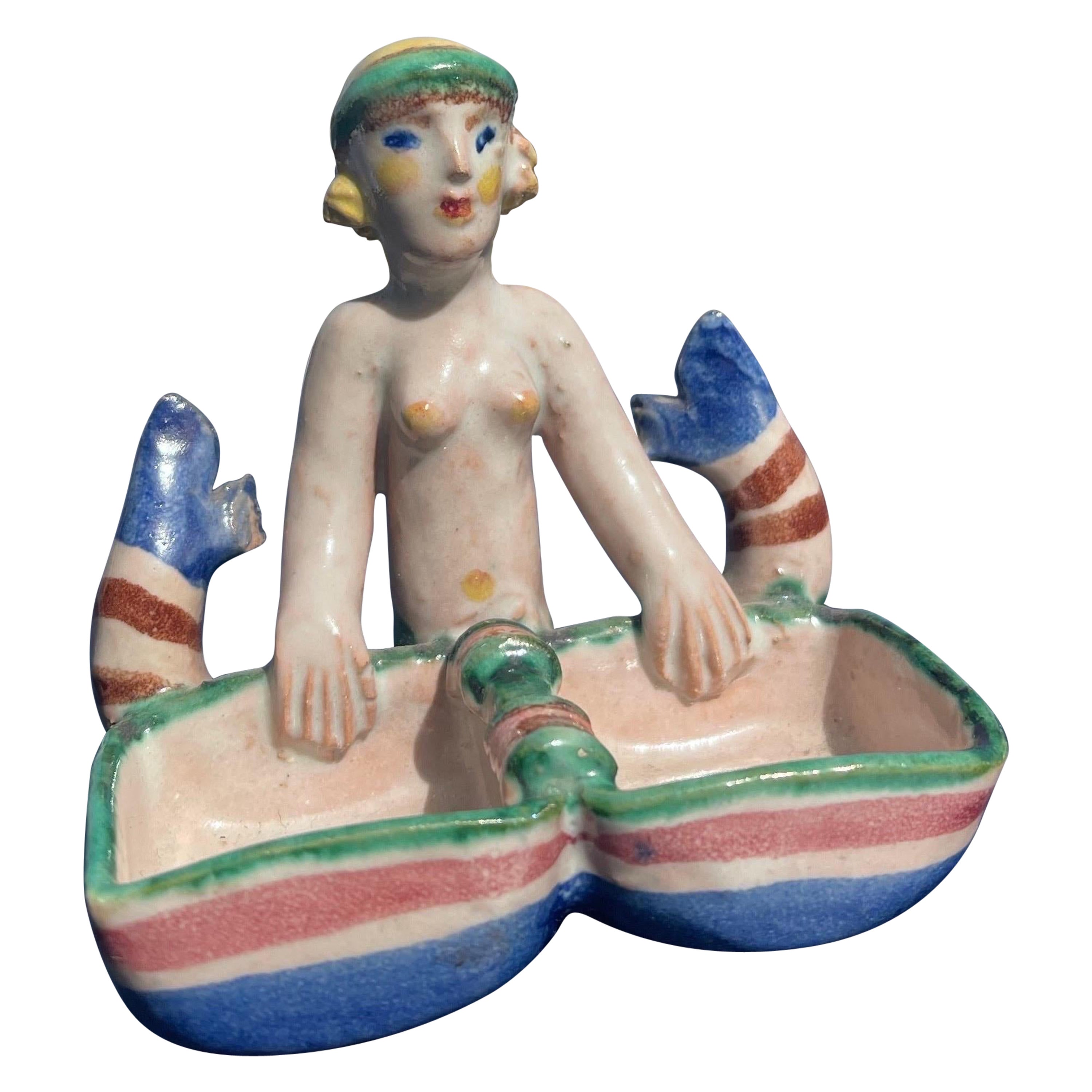 Ceramic Siren Richard Dölker 1927 Vietri ICS Italy For Sale