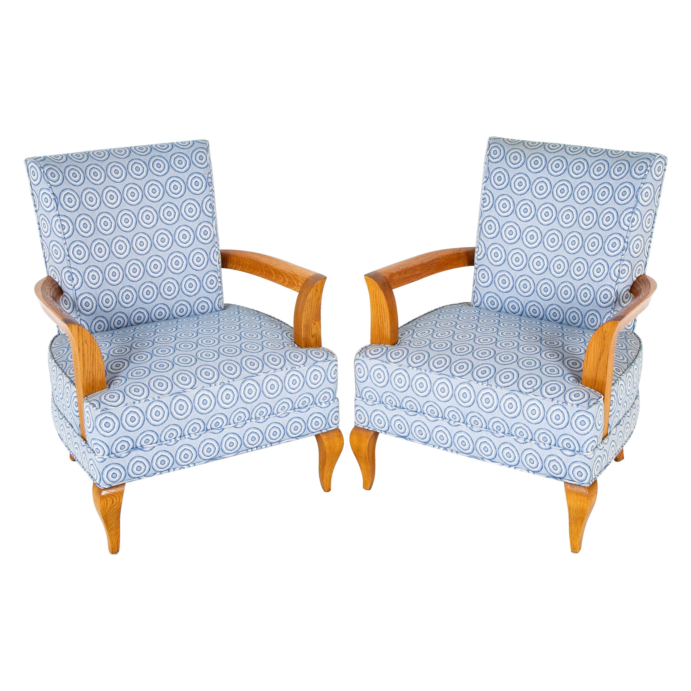 Pair of Mid-Century Jean Pascaud Armchairs For Sale