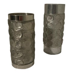 Pair Large Brutalist Aluminium Vases - Space Age