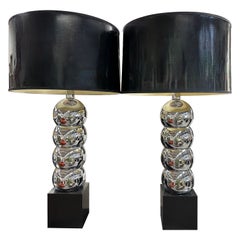 Pair of 1970's Chrome Ball Lamps Attributed To George Kovacs 