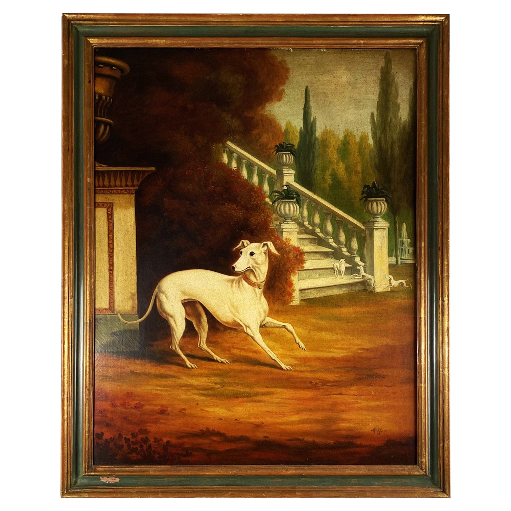 Peinture chien huile sur toile en vente