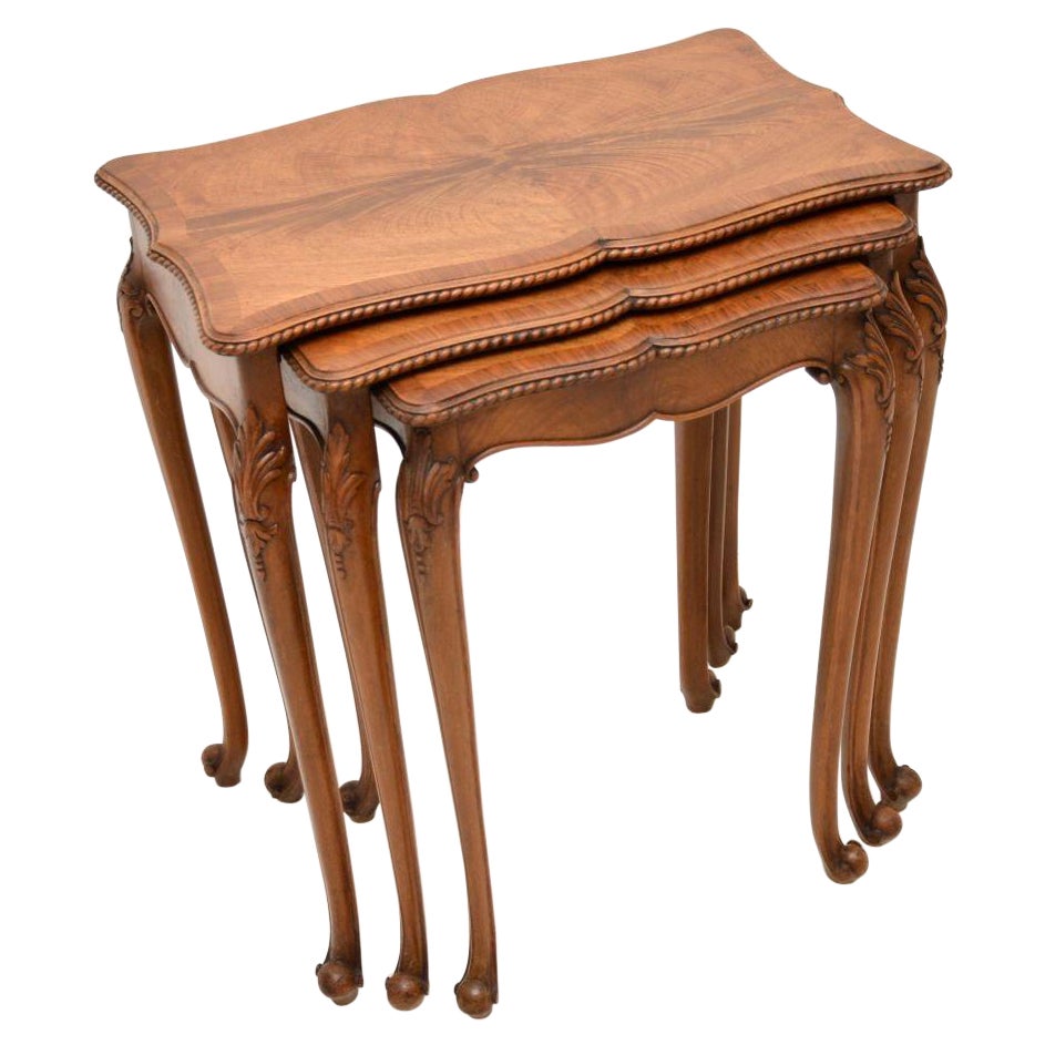 Antique Figured Walnut Nest of Tables For Sale