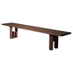 Brutalist Solid Oak Wooden Fenestra Bench in Warm Brown