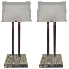 Pair of French Art Deco Geometric Table Lamps