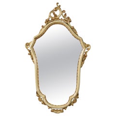 Retro 20th Century Lacquered and Gild Wood Venetian Style Wall Mirror, 1980