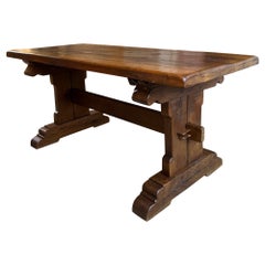Antique French Farm Table Dining Trestle Desk Oak 6 ft Conference circa1850