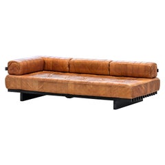 Vintage De Sede - DS 80 Sofa + Daybed in cognac Leather  1973 by De Sede Design Team 