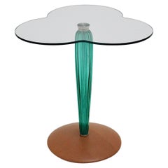 Glass Green Beech Cloverleaf Retro Side Table circa 1980 Italy