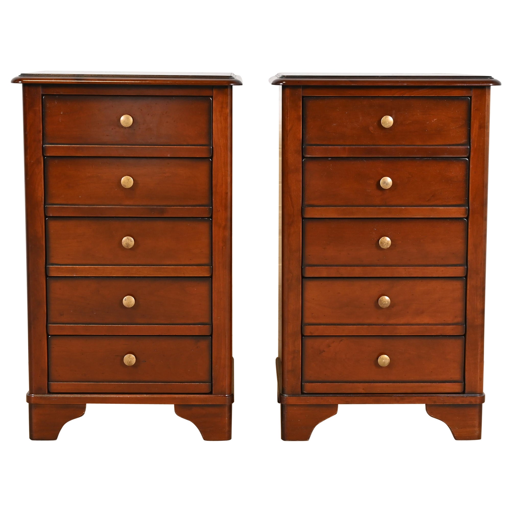 Grange French Louis Philippe Cherry Wood Bedside Chests, Pair For Sale