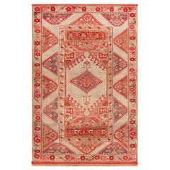 Charmant tapis turc ancien Ghiordes géométrique 3'11" x 6'