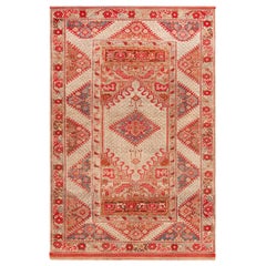 Charmant tapis turc ancien Ghiordes géométrique 3'11" x 6'