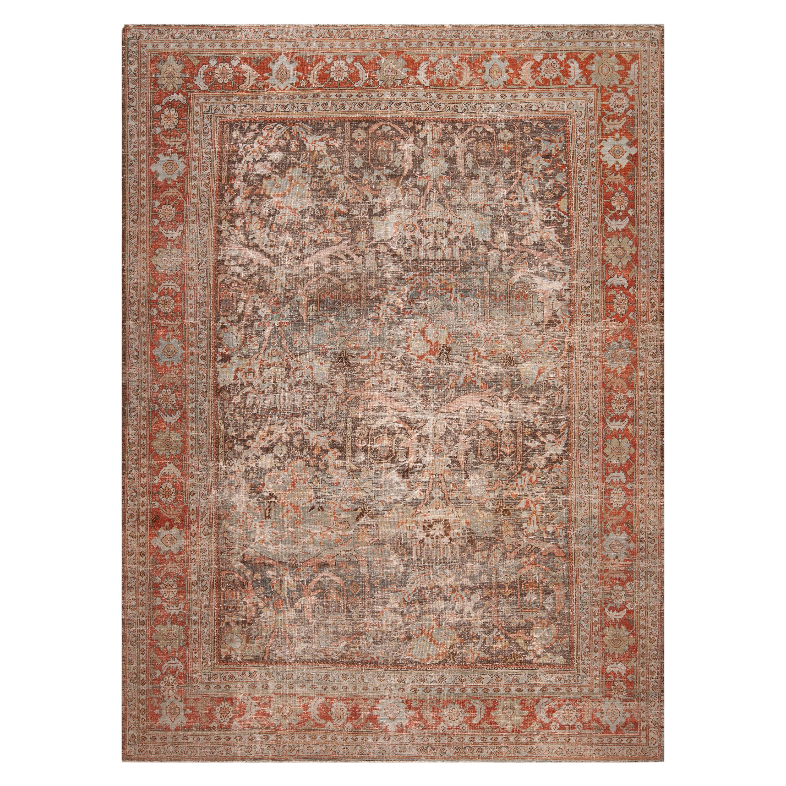 Antique Persian Shabby Chic Sultanabad Area Rug 10' x 13'