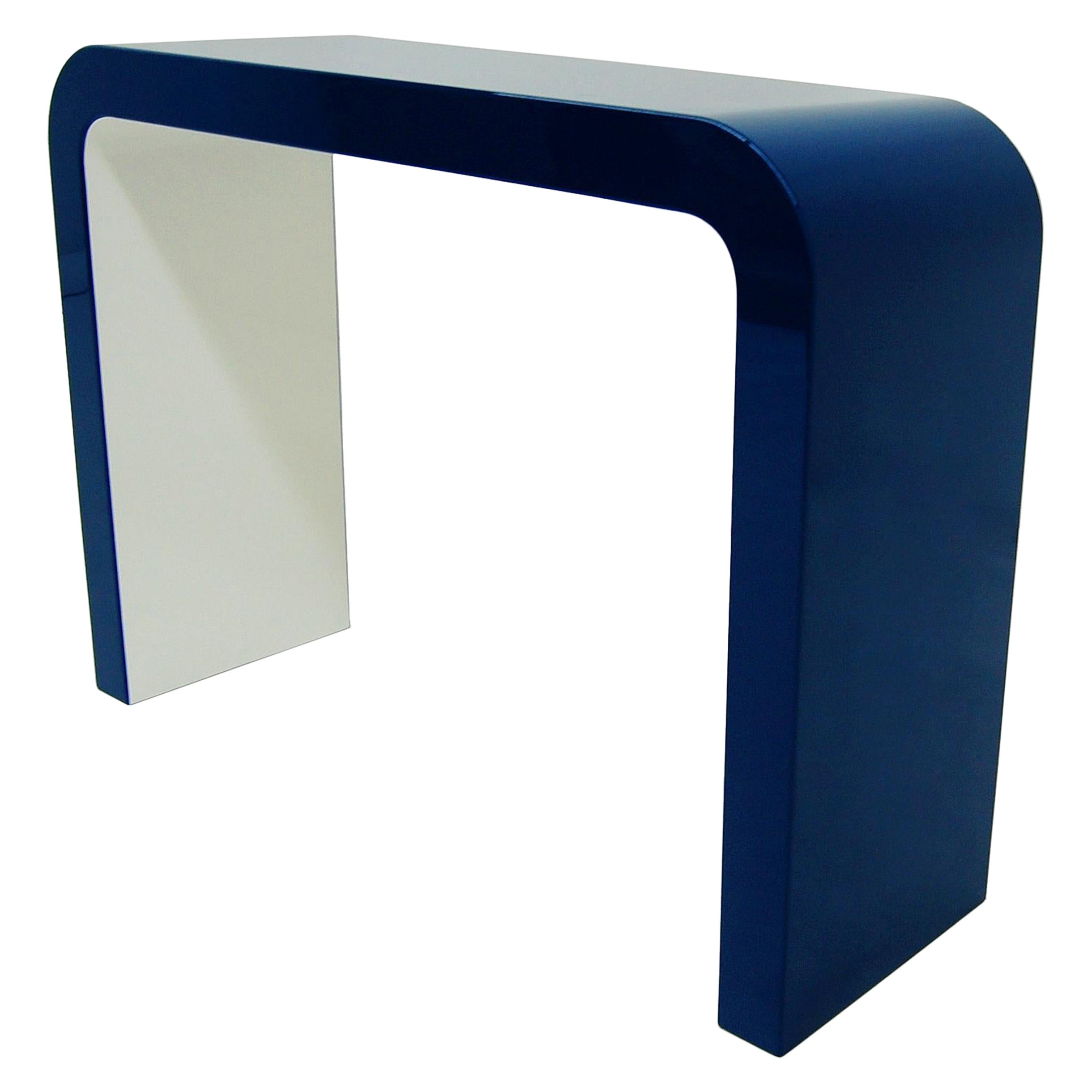 Soho Console Rounded Corners Blue White lacquered  For Sale