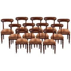 Set of 12 English Mahogany Dining Chairs by Howard & Sons