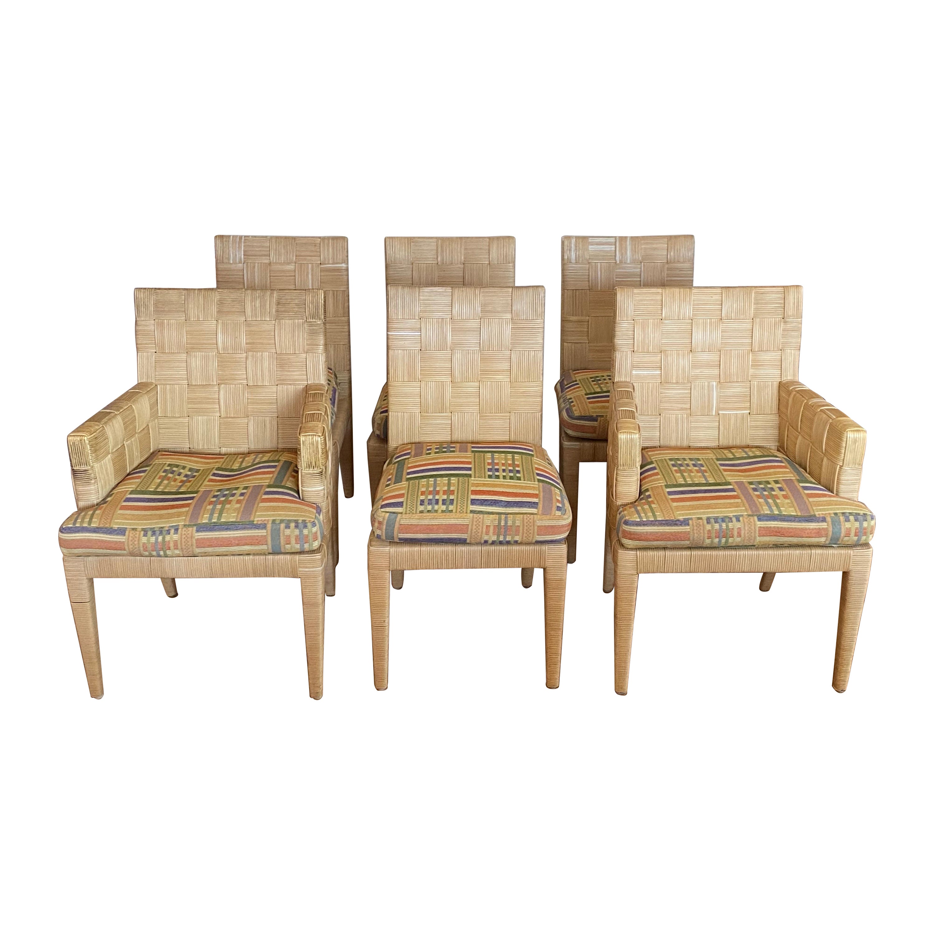 Set of Six Block Island Caned Dining Room Chairs by John Hutton for Donghia  For Sale