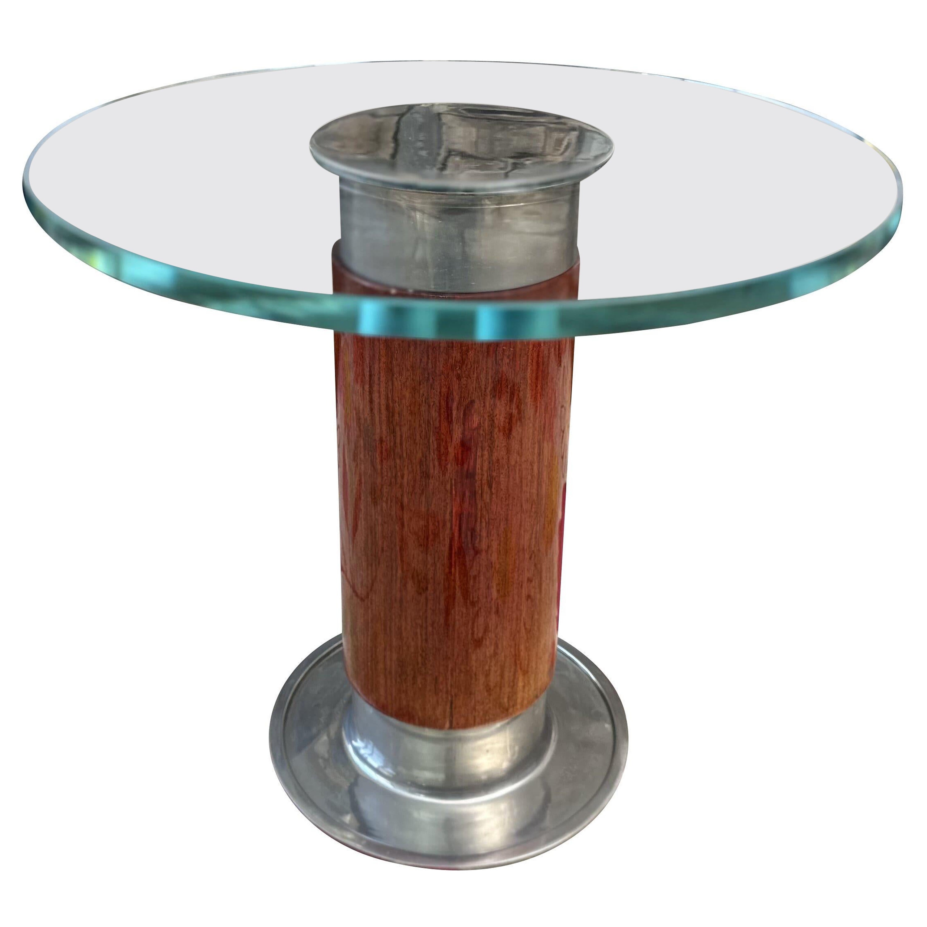 French Art Deco Rosewood Chrome and Glass Guéridon side coffee table circa 1930 For Sale