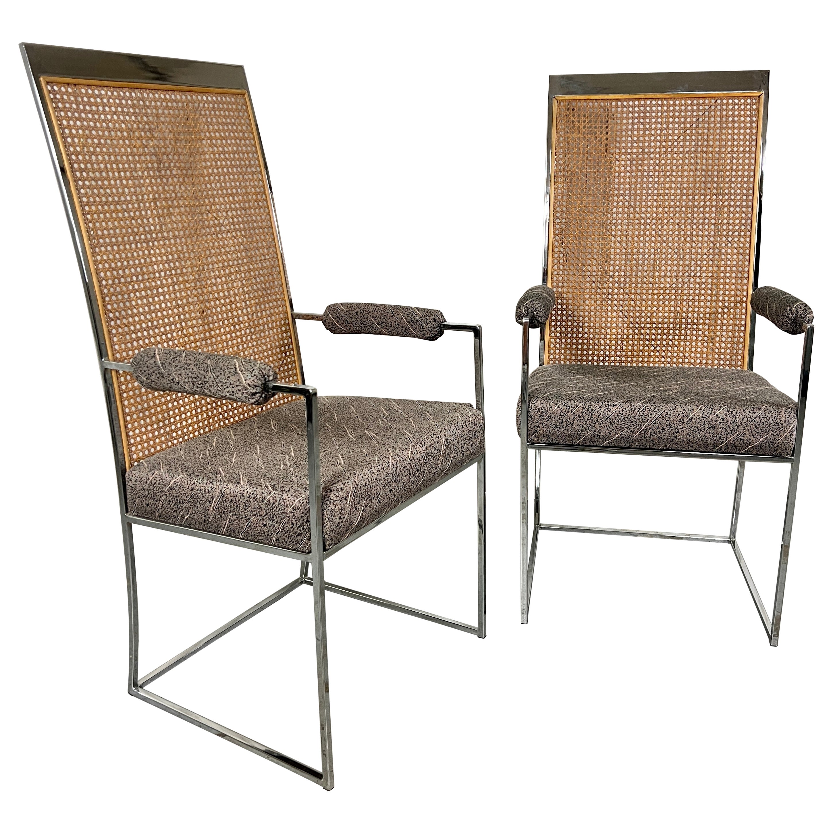 Milo Baughman High Back Cane Armchairs for Thayer Coggin For Sale