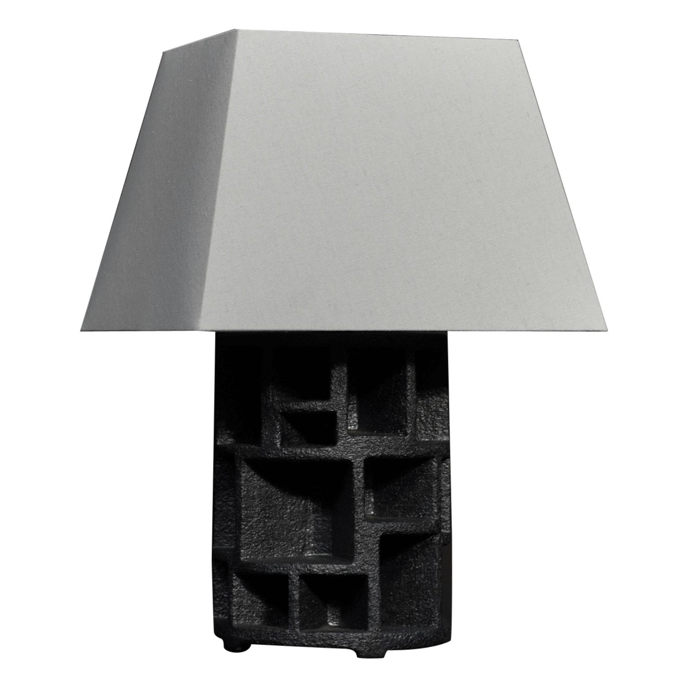 Textured Sculptural Ceramic Table Lamp, Charcoal For Sale