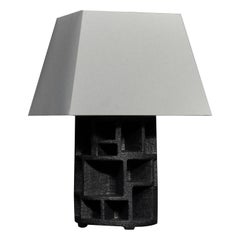 Textured Sculptural Ceramic Table Lamp, Charcoal