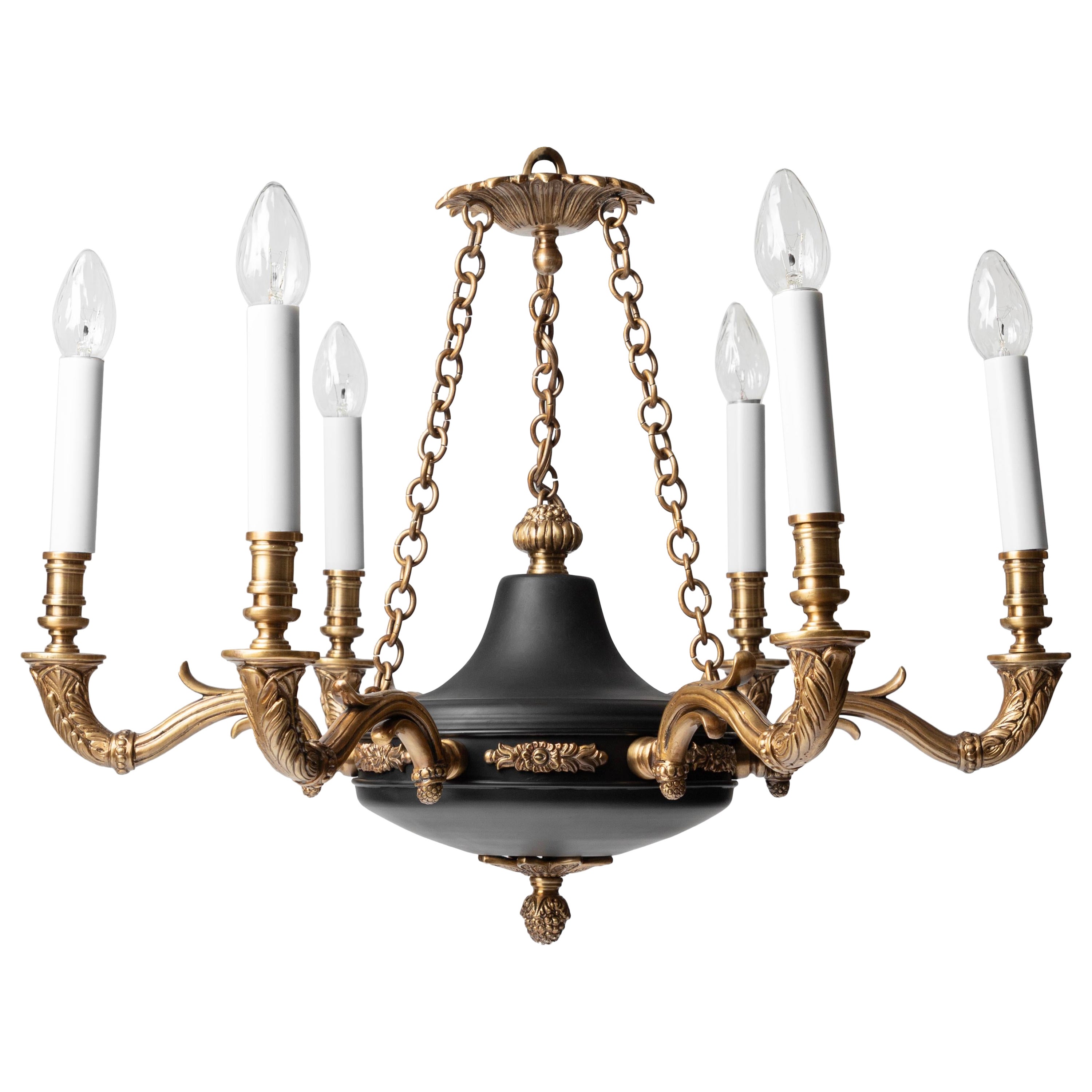 Bronze Chandelier with Six Lights  For Sale