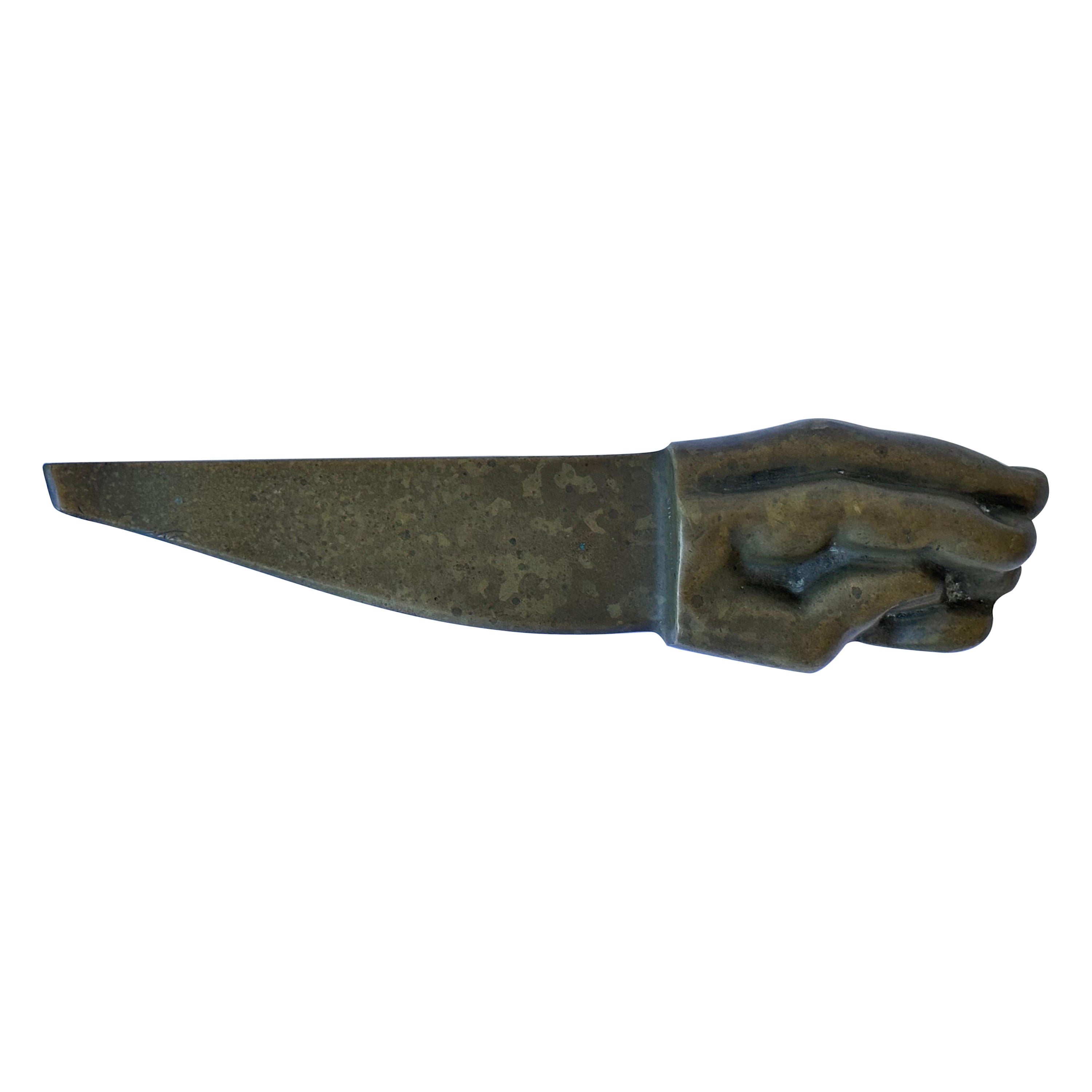 Brazilian Mid-Century Modern Bronze Letter Opener Sculpture by Pietrina Checcacc For Sale