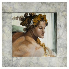 Figurative Neoclassical Painting by Gloria Lomas Cuban-American Artist on Wood