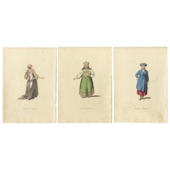 Attires traditionnels des femmes finlandaises, esthétiques et angrianes de l'ancienne Russie, 1814