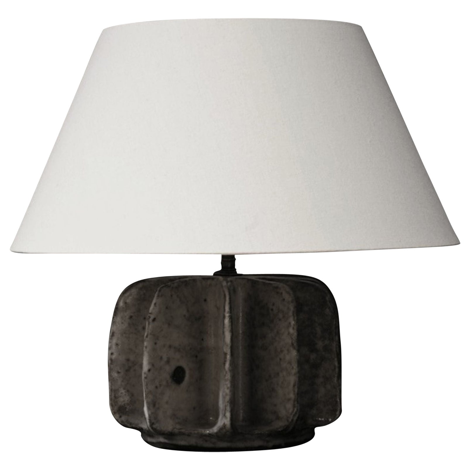 Echino Glazed Ceramic Table Lamp, Smoke For Sale